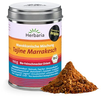 Tajine Marrakesch bio M-Dose 1 x 100 g | Orientalische Bio Gewürzmischung, würzig-fruchtig, für marokkanische Tajine, Eintöpfe, Reis & Linsen, in der Weißblechdose