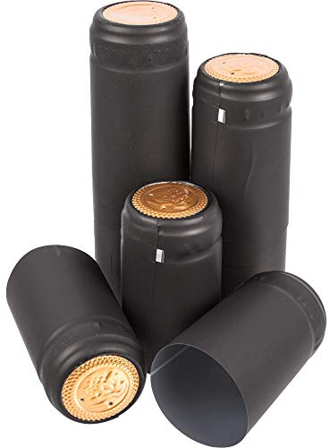 BROWIN® 658050 Schrumpfkappen für Flaschen mit hausgemachtem Wein | Perforierung, die das Abnehmen vereinfacht | Durchmesser 31 mm | schwarz-golden 100 St