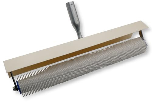 DEWEPRO® Rullo frangibolle Ø70x500mm - Lunghezza dei chiodi 11 mm - Rullo per autolivellante - Con Paraspruzzi - Rullo a bolle - Struttura in Metallo a Doppio Supporto e Raccordo a Innesto in Metallo