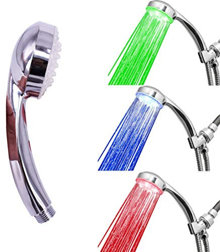 3-Color Temperature Sensitive Gradient LED Shower Head Showerheads Light Water Stream Color Changing Shower Head For Kitchen and Bathroom Baby Safty