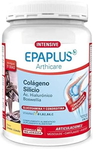 EPAPLUS Arthicare Intensive Colágeno, Polvo, Sabor Limón, Con Ácido Hialurónico, Boswellia, Glucosamina, Condroitina y Silicio, 288g, Ayuda Molestias Articulares