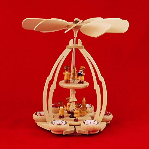 Wichtelstube-Kollektion XXL Weihnachtspyramide Weihnachtsbäckerei Pyramide Weihnachten aus feinsten Buchenholz für Teelichter Holz 24 x 24 x 35 cm