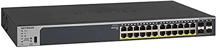 NETGEAR 28-Port PoE Gigabit Ethernet Smart Switch (GS728TPP) - Managed, Optional Insight Cloud Management, 24 x PoE+ @ 380W, 4 x 1G SFP, Desktop or Rackmount and Limited Lifetime Protection