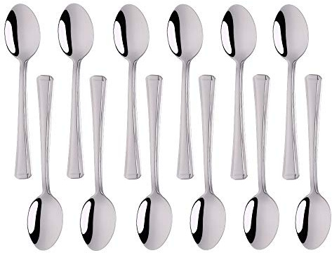 Coffee Spoons Mini Spoons, 12 Pieces Stainless Steel Cutlery Set, Buyer Star Silver Tableware for Sugar Ice Cream Espresso and Demitasse