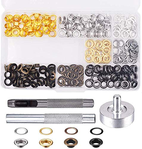 Grommet Werkzeug Kit,Tülle Scheiben Ösenzange Set,160Pack Grommet Ösen Scheiben 12mm 1/2 Zoll mit Aufbewahrungsbox Locheisen Einschlagstempel Ösen für Planen Stoff Papier Leder Gürtel