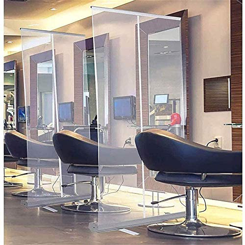 Roll up The Transparent Banner,Sneeze Guard Screen,Social Distancing Screen,Spit Protection,Floor Standing Transparent Partition Screen/B / 60×160cm