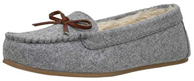 CUSHIONAIRE Women's Sabina Moccasin Slipper +Memory Foam, GREY WOOL 7.5