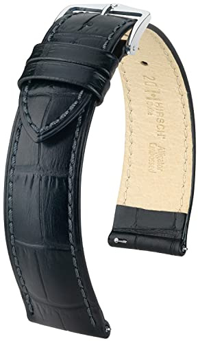 HIRSCH Uhren-Armband Duke - Uhr-Band aus italienischem Kalbs-Leder mit Alligator-Prägung
