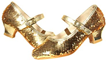 EIGHT KM Scarpe con Tacco Principessa Eleganti Lucente Comunione Cerimonia Ballerine Bambina Tacchi Ragazza EKM7015 Sirena Oro 37