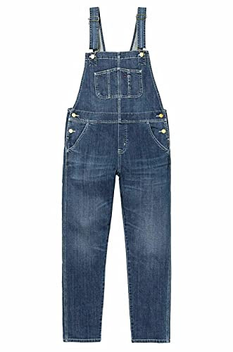 FAIRY TRENDZ LTD Men Women Regular Fit Denim Dungarees Long Jumpsuit Street Wear Pocketed Bib Overall Romper (Denim, 34 Inches)