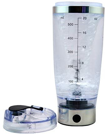 MINGPINHUIUS Elektrische Protein-Shaker-Flasche, tragbarer 550 ML-Edelstahl-Protein-Shaker-Becher, batteriebetriebene Mixer-Shake-Flasche, Mini-Mixer für Kaffee-Fruchtsaft-Proteinpulver