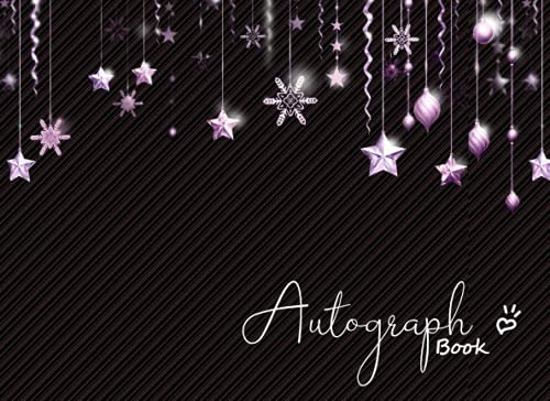 Autograph Book: Signatures Blank Scrapbook, Autograph Book for Adults & Kids, 120 Blank Pages ,8.25 x 6 inches.- star cover