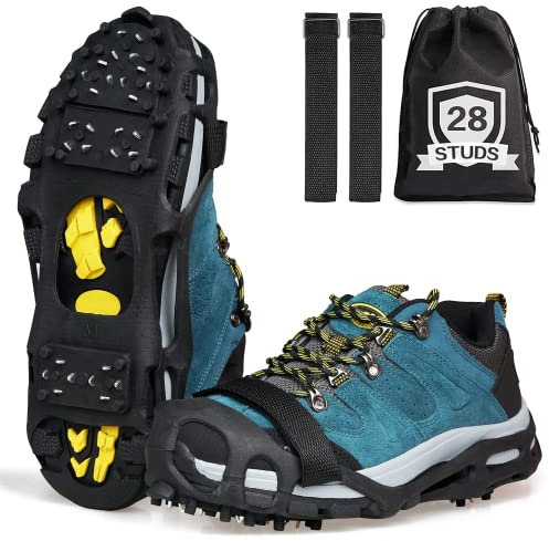 Schnee Steigeisen für EIS Schuhklemmen Steigeisen Schuhspikes Schuhkrallen Traktion Eisspikes für Bergschuhe Schuhe EIS Klettern Bergsteigen Angeln Trekking Winter Outdoor (M)