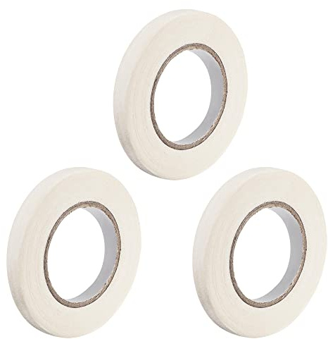 sourcing map Lot de 3 rouleaux de ruban de masquage pour peintres Blanc 10 mm x 20 m