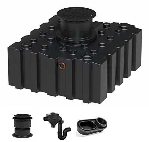 Zisterne Flachtank 3000 Liter Komfort inkl. Ausgleichsdom, Zisternendeckel, Regenwasserfilter mit Überlaufsiphon und beruhigtem Zulauf - Regenwasserbehälter bzw. Regenwassertank unterirdisch