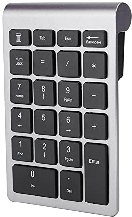 Bewinner RF304 Ziffernblock mit 22 Tasten, Kabellose USB-Plug-and-Play-Minitastatur mit Empfänger, Ergonomischer Ziffernblock für Android/Windows/OS(Eisengrau)