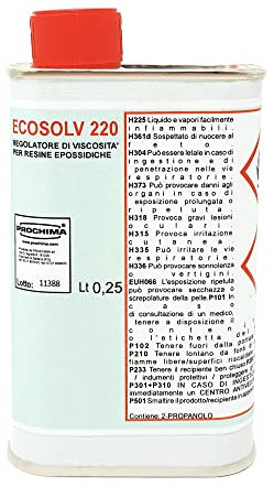 PROCHIMA, Ecosolv 220, Diluente per Bicomponenti Epossidici, Prodotto Indicato per la Diluzione di Prodotti Epossidici e per Lavare Rulli e Attrezzi, Confezione da 250 gr