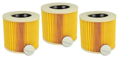 vhbw Filterset 3x Faltenfilter kompatibel mit Kärcher NT 27/1 ME Professional, NT 27/1 Nass- & Trockensauger - Filter, Patronenfilter, Gelb