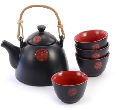 Cha Cult Teeemando® Hidchi - Juego de té de cerámica (4 tazas, 0,7 L, taza de 0,125 L)