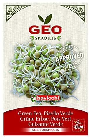 GEO Graines à Germer - Pois vert - Graines à Cultiver Bio pour Salades et Plats avec Germination Rapide pour Culture en Germoir - 90g
