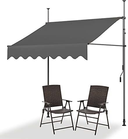 WOLWES Einziehbare Terrassen Markise, Klemmmarkise mit Kurbel, Markise Balkon Ohne Bohren, Sonnenschutz Balkon Markisen Standmarkise Gelenkarmmarkise für Terrassen (Color : Gray-A, Size : 2m/78in)