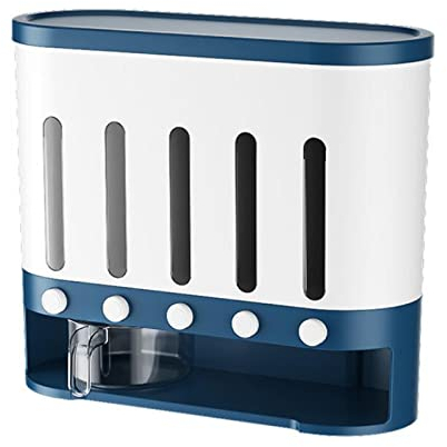 Dispensador de alimentos secos montado en la pared, dispensador de alimentos secos de 5 rejillas, dispensador de arroz, caja de almacenamiento de frutas y alimentos secos para el hogar y la cocina