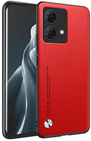 HONLEN Funda para Motorola Moto g84 (6.5 Inches) Carcasa de Negocios Respaldo de Cuero Rojo