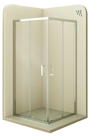 Mampara de Ducha Diana 70x140x190cm, REVERSIBLE, Puertas Correderas, Ajuste 67.5-69.5x137.5-139.5cm, Perfiles Cromados, Cristal Templado Transparente 6mm