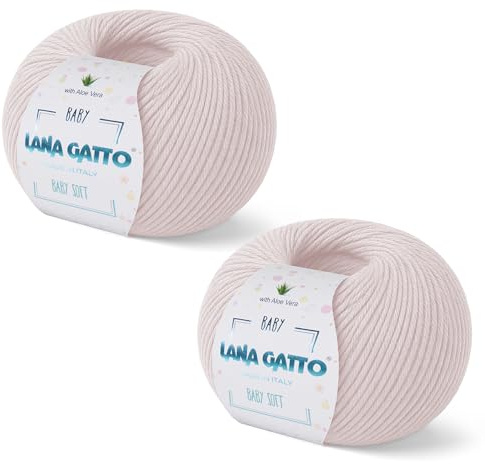 Wolle zum Stricken oder Häkeln 100% Merinowolle Extrafine von Lana Gatto. Baby Soft Linie Kinder, Neugeborene natürlich mit Aloe Vera (2, Creme - 13701)