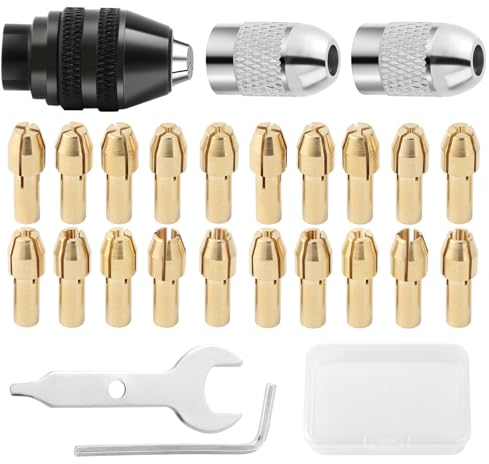 Lot de 26 adaptateurs de mandrin Dremel avec boîte, mandrin Dremel 4486, pinces de serrage 4485, kit d'accessoires pour outils multifonctions pour ponceuse électrique, outils rotatifs