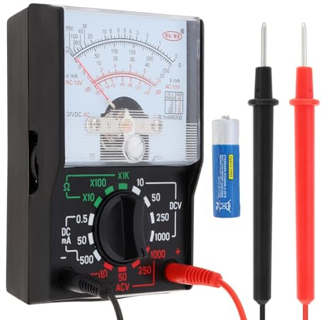 Smgda Analog Multimeter, AC/DC Volt 1000V Voltmeter Amp Volt Ohm Voltage Tester Meter with Test Leads and AA Battery included