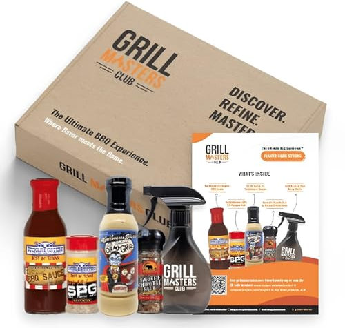 Grill Masters Club Flavor Game Strong BBQ Box | Premium BBQ Spices Sauces, and Seasoning for the Ultimate Grill Master | Essential for Cooking, Grilling, and Smoking | Perfect Grill Gift for Men & Women