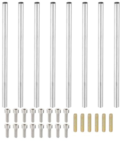 PATIKIL 110mm (4.3) Runde Hülsenmutter Kupplungsmuttern-Set, M4 Gewindehülse Stangen-Hardware mit vollständigem Gewindestab Steckschrauben für Lampenmodell-Möbel DIY-Reparaturteil