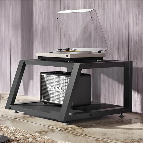 YQMHEZ 2/3/4-stufiges HiFi Rack, offener Audio Rack HiFi Regal, CD-Medienständer, Phonoschrank-Stereoschrank, bodenstehendes Aufbewahrungsregal for Zuhause/Büro/Theater(Nero,23.6x20.4x13)