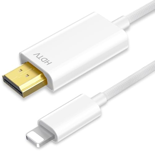 Vecbmn Cable i-Phone HDMI 2M, HDMI Cable para iPhone, Cable Adaptador de Movil a TV Cable de Móvil a HDMI, Cable HDMI a i-Phone con i-Phone 17/16/15/14, HD1080P, Plug and Play