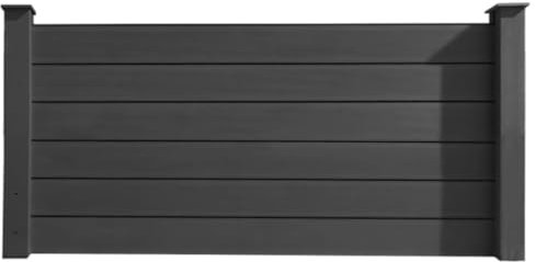 HORI Sichtschutzzaun Anbauelement Halbhoch | WPC Zaun mit schmalen Lamellen | Anthrazit Windschutz | Robuster Gartenzaun zum Aufschrauben | Modernes Design Einbetonieren Anthrazit