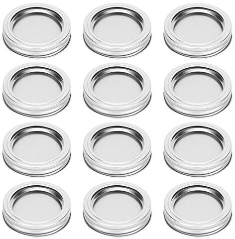 Baxnore Tinplate Jar Lids 12 Pack, 70 mm Airtight Seal Preserve Store, Canning Lids, Split Type Canning Covers for Jam Honey, Dishwasher Safe (XH00177 Silver)