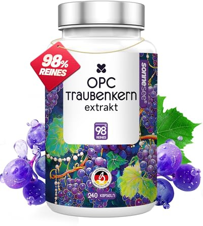 OPC Traubenkernextrakt hochdosiert – 240 Kapseln für 8 Monate – 385 mg OPC pro Kapsel – aus europäischen Traubenkernen – vegane & laborgeprüft in Deutschland