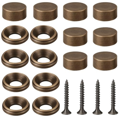 simarro 8Pcs Decorative Screws with Caps, Brass Screw Covers Caps Self Tapping Screws Fasteners Brass Upholstery Tacks for Mirror Furniture Cabinet Doors and Windows Fixing