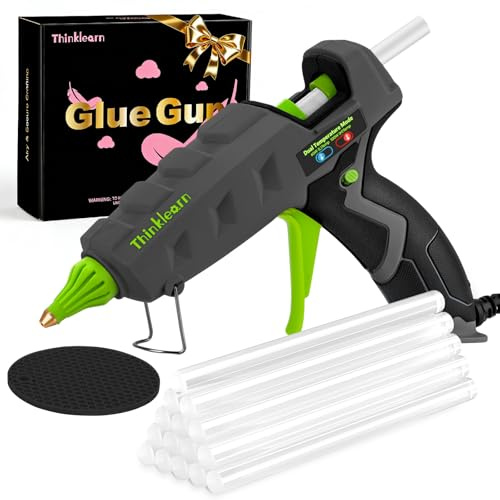 ThinkLearn 60/100W Dual Power Hot Glue Gun Kit with 15 Glue Sticks (7/16), Heavy Duty Large Glue Gun for Crafts, DIY, Home Repairs - Gray