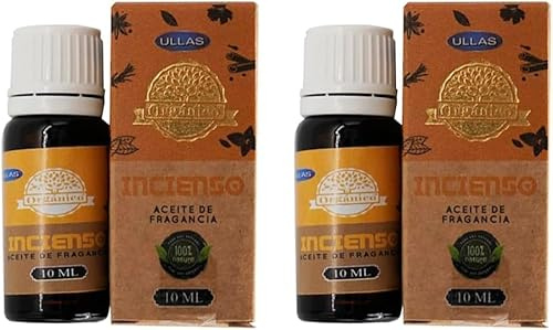 Aceite De Fragancia Incienso - 2 botellitas de 10 ml - Bienestar Natural en cada Gota - 100% Puro - Orgánico