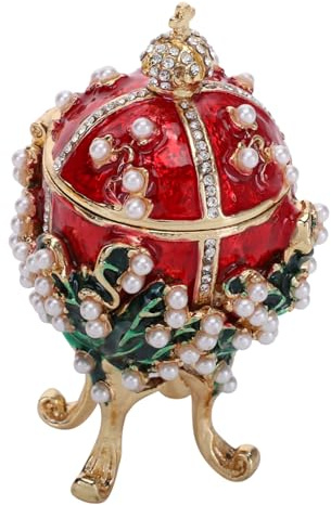BESPORTBLE Pearl Egg Shaped Jewelry Box Ring Storage Organizer with Concave Design Stylish Egg Pattern Jewelry Container for Desktop Decoration Proposal Ring Case