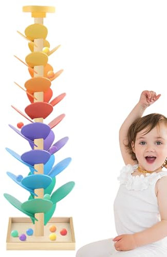 Holz Musik Baum | Kugelbahn Lernspiel Mit Murmeln | Holzspielzeug Frühförderung Farben Lernen STEM Musikintegration Für Kinder 3-7 Jahre Kinderzimmer Kindergarten Zuhause
