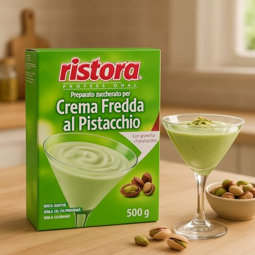Preparato Zuccherato per Crema Fredda al Pistacchio 500g – Con Granella di Pistacchio, Senza Glutine, Senza Grassi Idrogenati, Ideale per Dessert, Dolci al Cucchiaio, Torte e Semifreddi