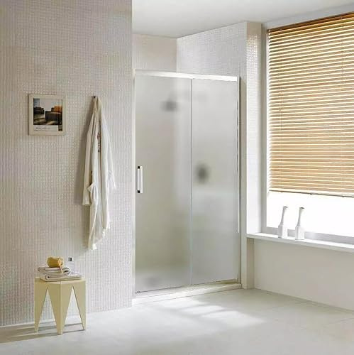 WITIT PARETE PORTA NICCHIA BOX DOCCIA IN VETRO OPACO SATINATO 6MM APERTURA SCORREVOLE DA 88 A 172 CM ALTEZZA 195 CM (110x195 cm)