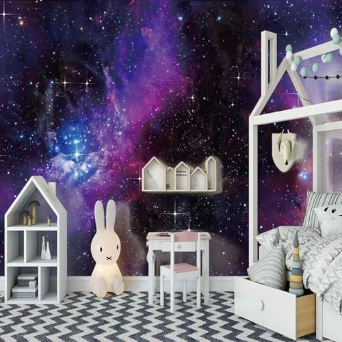 XLMING Étoiles Violettes Simples Et Esthétiques Étoiles Violettes Simples Et Esthétiques 3D Papier Peint Luxe Décoration Manger Adulte Intérieure Salon Canapé Chambre Fond TV Mur-150cm×105cm