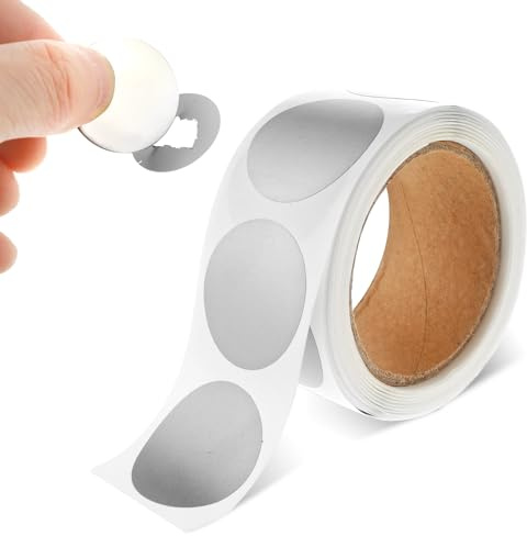 300 stycken skrapklistermärken, 2,5 cm skrapfria klistermärken, gör-det-själv-etiketter, scratch off klistermärken för överraskning jul bröllop (silver)