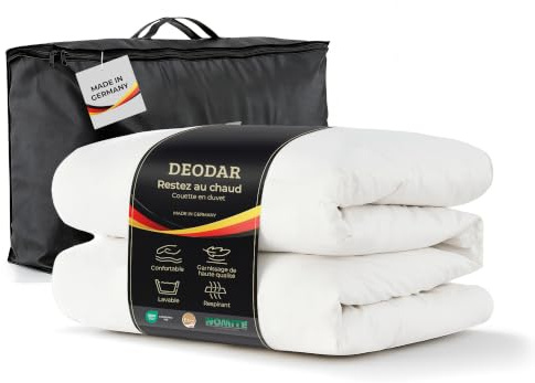 Deodar Dunjacka 200 x 220 cm, täcke för alla årstider med 2442 g duntäcke och duntäcke, 100 % bomull, mjukt, ventilerande, tvättbart, Oeko-Tex och RDS-certifierat, tillverkat i Tyskland