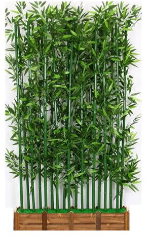 Plantes de bambou artificielles d'extérieur pour intimité, décoration intérieure et extérieure avec feuilles luxuriantes pour clôture de jardin et entrée de cour (poteau de 50 cm, 8 x 1,8 m)
