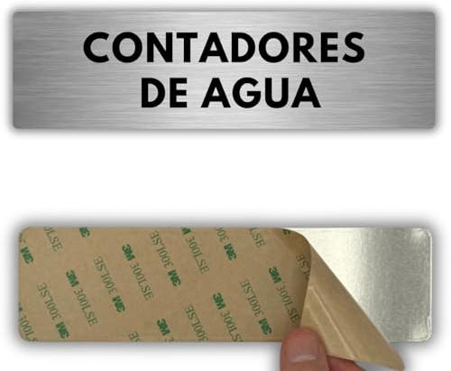 LEIASA | Señal Contadores de Agua - 5x18 cm - Aluminio - Cuarto Contadores | Cartel Contadores de Agua, Placa Adhesiva Puerta, Letrero Armario Contadores, Pegatina Lectura Contador Agua Potable